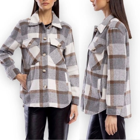 Blank NYC‎ Easy Does It Plaid Shacket - Picture 1 of 9